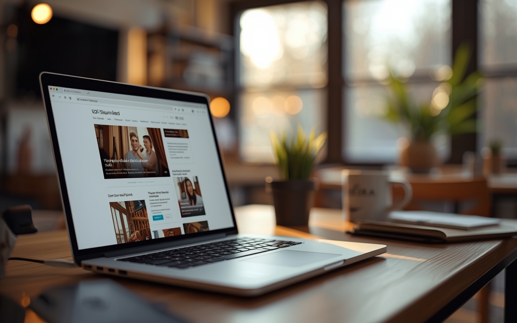 Digital entrepreneur workspace, laptop, and PLR products